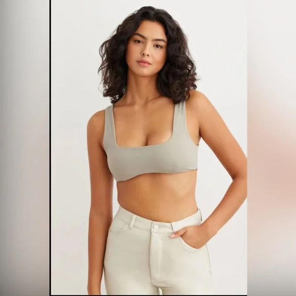 DYNAMITE alani sculpt micro bra top in vintage khaki size small - Picture 1 of 7